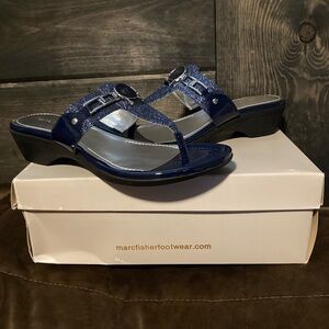 Marc Fisher brand, size 8.5, new in box, glittery blue sandals, cute and comfy